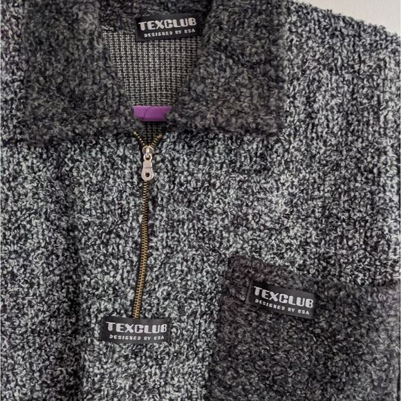(TexClub) Black Gray Sweater 1/4 Zip Pocket XL - Picture 2 of 7